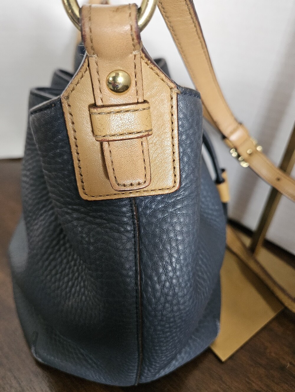 COACH Pilot Sample Bag RARE Legacy Navy Pebble Leather Bucket Bag 25306P - Picture 9 of 13
